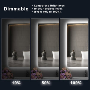English Elm Rectangular Led Backlit Bathroom Mirror - 30"X40", Anti-Fog, Adjustable Color, Modern Design W2203P356277-GIGA