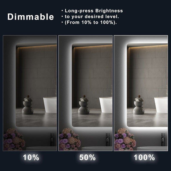 English Elm Rectangular Led Backlit Bathroom Mirror - 30"X40", Anti-Fog, Adjustable Color, Modern Design W2203P356277-GIGA