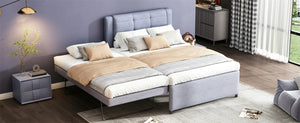 English Elm Full Size Upholstered Platform Bed With Versatile Trundle - Modern Gray Design For Comfort & Style DL001678AAE