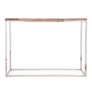 English Elm CONSOLE Boho Glam Recycled Wood Top Console Table with Silver Stainless Steel Frame, 43.5"W, Natural W2297P188660