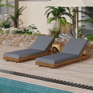 English Elm Christopher Knight Home® - Lounge Chaise Set - Durable Acacia Wood With Plush Water-Resistant Cushions & Adjustable Backrest N770P281696T_65429.00CUSHDGRY