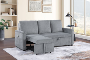 English Elm Ottavio Corduroy Sofa with Pull Out Chaise Underseat Storage and Side Pockets B2749S00257