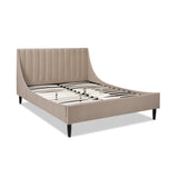 English Elm Aspen Vertical Tufted Modern Headboard Platform Bed Set, Queen, Mink Beige Performance Velvet