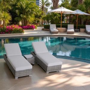 English Elm Fully Assembled Wicker Patio Chaise Lounge & Side Table Set - Stylish, Durable, No Assembly Needed! B120S00248