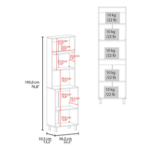 English Elm White Double Cabinet Pantry with Open Shelves & 4 Doors — Tall 76.8" Slim White Storage Organizer B062P290273