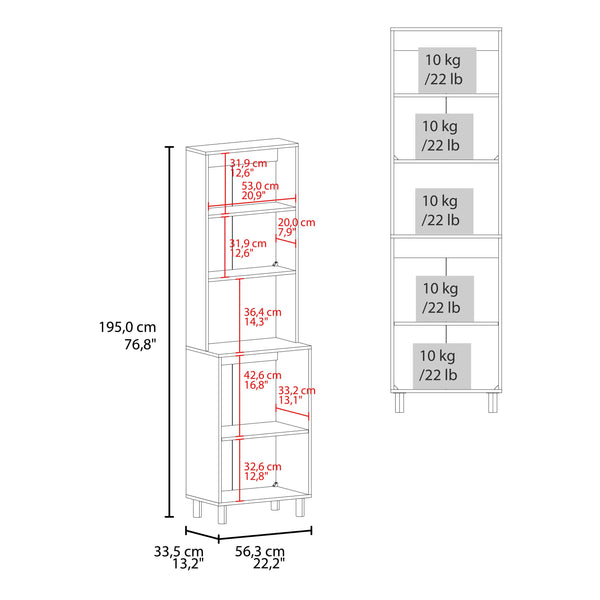 English Elm White Double Cabinet Pantry with Open Shelves & 4 Doors — Tall 76.8" Slim White Storage Organizer B062P290273