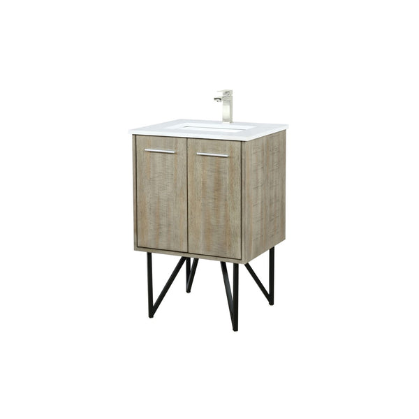English Elm Rustic Acacia Bath Vanity With Quartz Top, Space-Saving Design, Brushed Nickel Faucet & Storage Solutions B2731P259589-GIGA