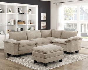 English Elm Modern 5-Piece Modular Sectional Set With Ottoman - Plush Taupe Chenille For Versatile Living Spaces B011S01809