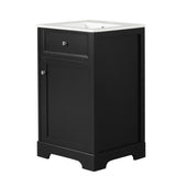 English Elm 20" Bathroom Vanity With Sink, Bathroom Cabinet With Soft Closing Door, Storage Rack and Adjustable Shelve, Black