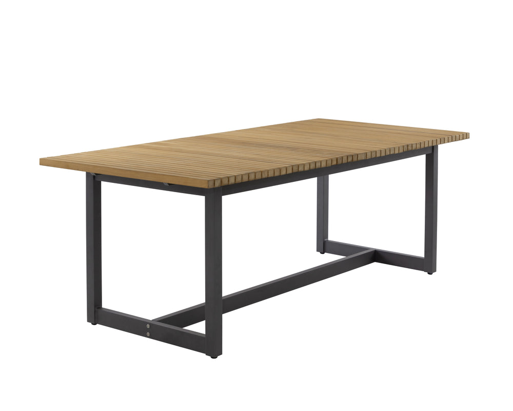Sunpan Geneve 80" to 104" Extension Dining Table - Elegant Teak Wood & Durable Aluminum for Outdoor Spaces