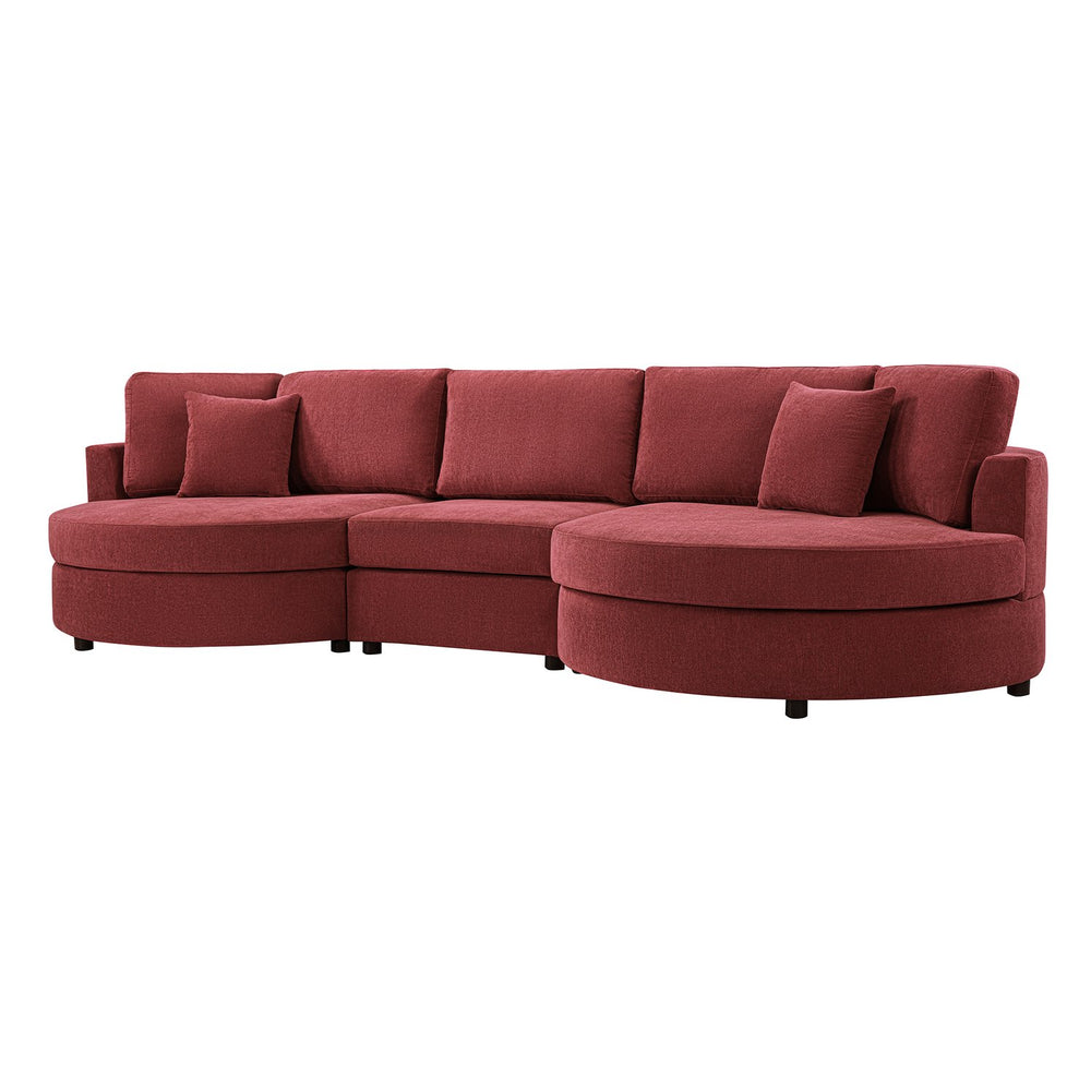 English Elm Christopher Knight Home® - 3-seater Curved Chenille Sofa with Plush 7.5" Seat Cushions and Two Pillows for Stylish Living Red N763S000020J