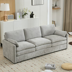 English Elm 101.2" Modular Chenille Sectional Sofa with Tufted Cushions and Deep Seating for Living Room Light Grey N719S001922R