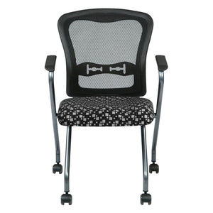 OSP Home Furnishings Deluxe Pro-line Ii Folding Nesting Armchair with Mesh Back and Lumbar Support Domino 84440-K107