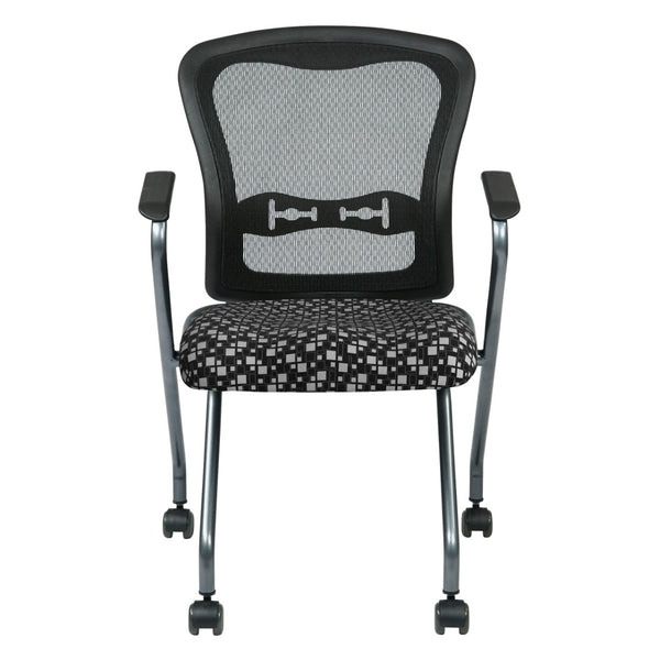 OSP Home Furnishings Deluxe Pro-line Ii Folding Nesting Armchair with Mesh Back and Lumbar Support Domino 84440-K107