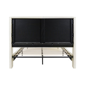 English Elm Queen Plush Upholstered Bed Frame with 55.5" High Headboard, Bouclé Style, 12-Slat Support, 1000lb Capacity Beige 64.96 L x 31.5 W x 8.07 H W1716P335674