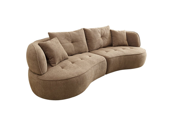 English Elm Wks7c Curved Modular Sofa Solid Wood Frame Fabric Upholstery Seats 4 Living Room Camel W2085S00075