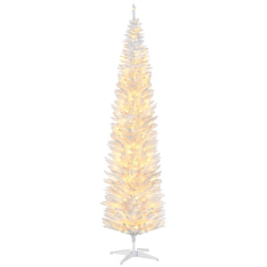 English Elm Homcom 8' Slim Noble Fir Pre-Lit Christmas Tree With 300 Led Lights - Perfect For Small Spaces! W2225P249659
