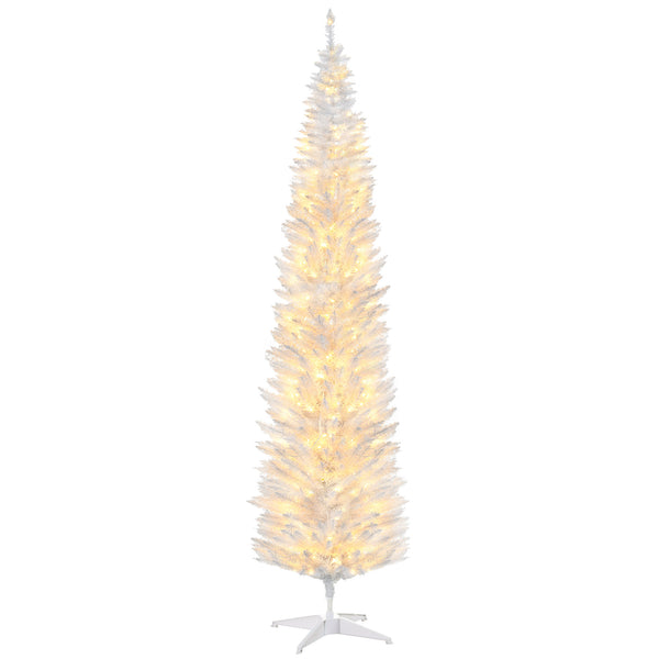 English Elm Homcom 8' Slim Noble Fir Pre-Lit Christmas Tree With 300 Led Lights - Perfect For Small Spaces! W2225P249659