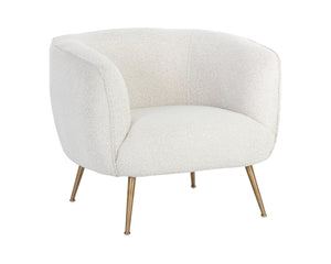 Sunpan Amara Lounge Chair – Bold Curved Frame with Gold Stainless Steel Legs for Modern Home Elegance Copenhagen White