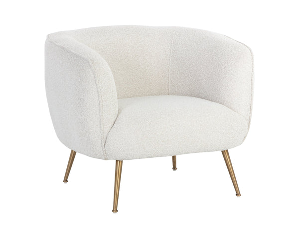 Sunpan Amara Lounge Chair – Bold Curved Frame with Gold Stainless Steel Legs for Modern Home Elegance Copenhagen White
