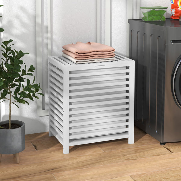 English Elm HOMCOM Slim Bathroom Storage Cabinet Narrow Freestanding Organizer with Drawers & Hidden Compartments White W2225P200755
