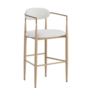 English Elm Christopher Knight Home® - Barstools Set Of 2 - Chic Beige Upholstered Bar Stools With Back, Natural Wood & Iron Legs, 260Lbs Capacity N779P248198N