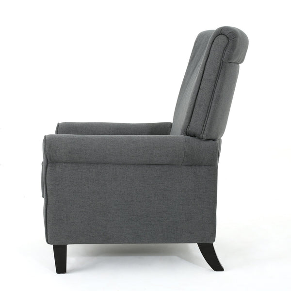 English Elm Christopher Knight Home® - Manual Charcoal Push Back Recliner — Compact Fabric Seat, Plush Support, Space-Saving Comfort for Homes 61369.00CCL