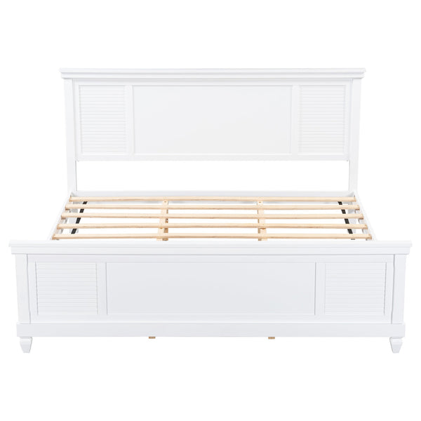 English Elm Christopher Knight Home® - King Solid Wood Bed Platform White Farmhouse Style King Size Frame Sturdy Slats 800lb Support, Fits 8-12" Mattress, Minimalist Elegance N758K906162K