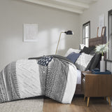 INK+IVY Mila Global Inspired 3 Piece Cotton Comforter Set with Chenille Tufting II10-1248 Gray