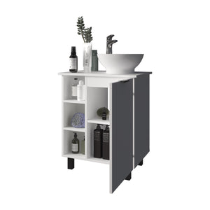 English Elm FM Floating Bathroom Vanity with Integrated Sink and Soft-Close Cabinet for Sleek Modern Storage White 28.7 L x 28.7 W x 11.4 H B128P335856