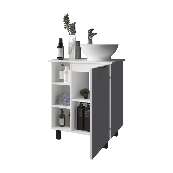 English Elm FM Floating Bathroom Vanity with Integrated Sink and Soft-Close Cabinet for Sleek Modern Storage White 28.7 L x 28.7 W x 11.4 H B128P335856