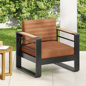 English Elm Christopher Knight Home® - GIOVANNA Club Chair with Rust-Resistant Aluminum Frame, Water-Resistant Cushions & Slat Design for Patio Comfort Orange 34.75 L x 27.75 W x 17.25 H N776P182183O