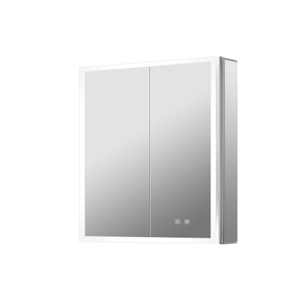 English Elm Mesa Double Door Led Medicine Cabinet with Defogger Aluminum Frame Bathroom Storage B2731P478359