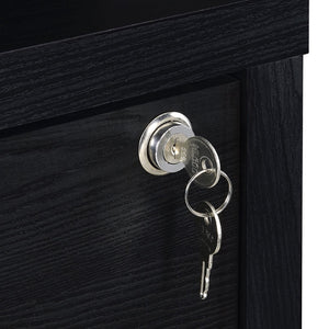 English Elm Geary Black 3-Shelf Bookcase with Lockable Drawer, Mango-Grain Finish, USB Port, Scratch-Resistant Veneer B062P375564