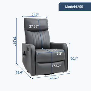 English Elm Blue Fabric Swivel Rocker Recliner with Massage Heat Nodes for Living Room Comfort Grayish Green W1803P321819