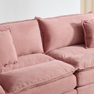 English Elm Corduroy Modern Sofa Sleeper Loveseat with Double-Layer Cushions, Two Pillows, Sturdy Frame 84" Pink W676P227339