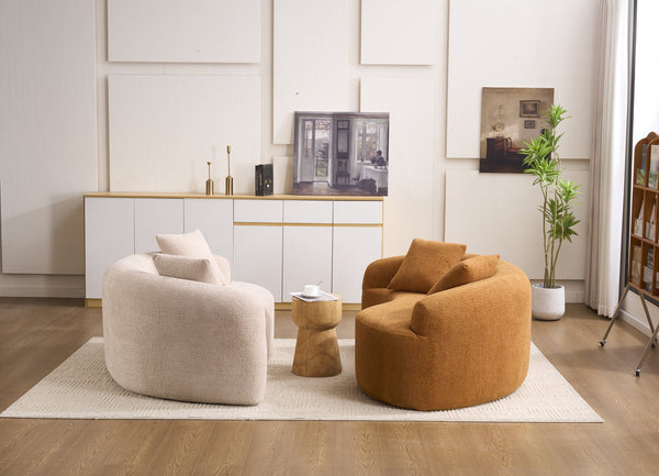 English Elm LY-042 Zen-Inspired S-Curved Dual-Depth Loveseat with Chenille Upholstery, Ready-to-Use Comfort Orange W2231P329720