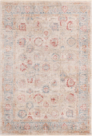 Unique Loom Noble Alexander Machine Made Floral Rug Ivory, Blue/Gray/Maroon/Pink/Gold/Olive/Beige 5' 1" x 7' 10"