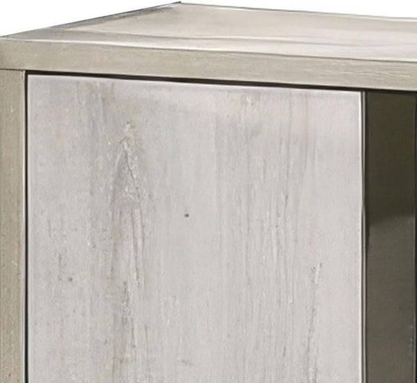 English Elm Contemporary White Wash Nightstand with Dovetail Drawers Chrome Handles Bedroom Storage B2741P435290