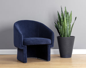 Sunpan Lauryn Lounge Chair - Contemporary Barrelback Design for Modern Living Spaces and Stylish Comfort Danny Navy