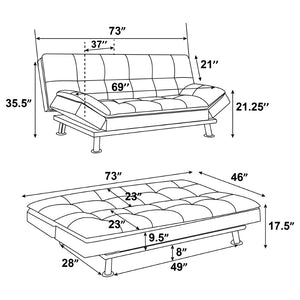 English Elm Kimpton Button Tufted Leatherette Sleeper Sofa with Foldable Backrest for Studio Living B062P441111
