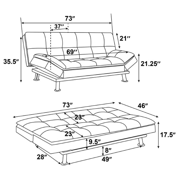 English Elm Kimpton Button Tufted Leatherette Sleeper Sofa with Foldable Backrest for Studio Living B062P441111