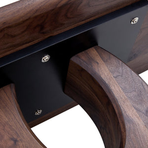 English Elm Modern Walnut MDF Rectangular Coffee Table with Dark Brown Grain Sticker, Silver Trim, Ergonomic Height W1151P230544