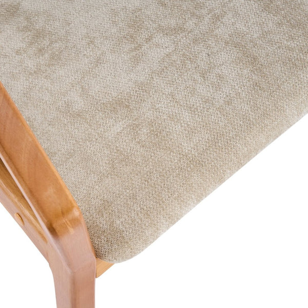 English Elm Indoor Chenille Upholstered Arm Dining Chairs Set of 2 with Bentwood Teak Frame N779P370761O