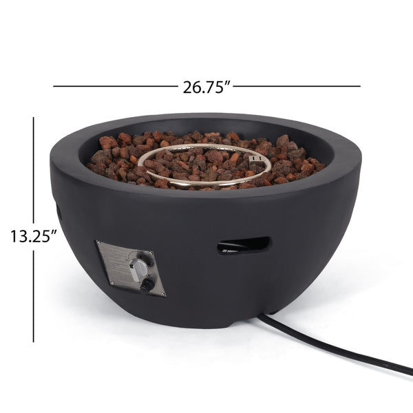 English Elm 27" Mgo Bowl Fire Pit 40000 Btu Propane Concrete Finish Outdoor Patio Focal Point N772P401888B