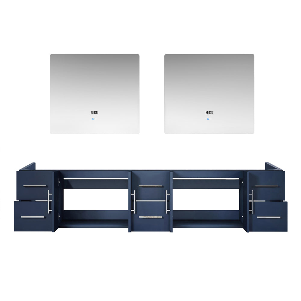 English Elm Navy Double Bath Vanity 84" W x 22" D with Two 36" LED Mirrors, Spacious Storage & Fully Assembled B2731S00557