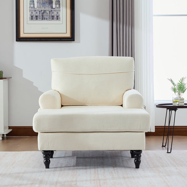 English Elm Modern Chenille Recliner Chaise Lounge Sofa Chair with High-Resilience Foam, Wide Seat, 550lb Capacity Beige W395P371331