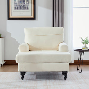 English Elm Modern Chenille Fabric Recliner Chaise Lounge Sofa with High-Resilience Foam, 550LB Capacity, Cozy Plush Backrest and Armrests for Living Room Relaxation Beige W395P371331