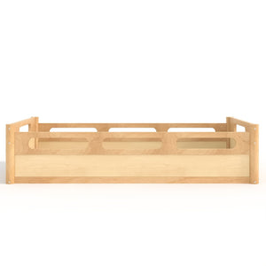 English Elm Twin Low Profile Floor Bed with Guardrails Pine Wood Frame Minimalist Bedroom Natural W1580P438791