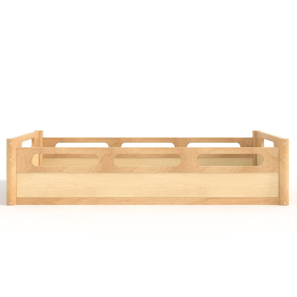 English Elm Twin Low Profile Floor Bed with Guardrails Pine Wood Frame Minimalist Bedroom Natural W1580P438791